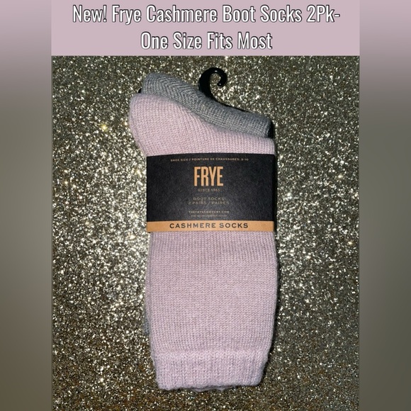 New! Frye Cashmere Boot Socks 2Pk- One Size Fits Most- Pink/Gray 🧦 - Picture 1 of 8